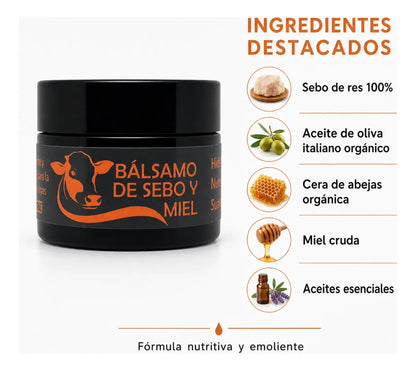 BÁLSAMO FACIAL SEBO DE RES Y MIEL 50ML